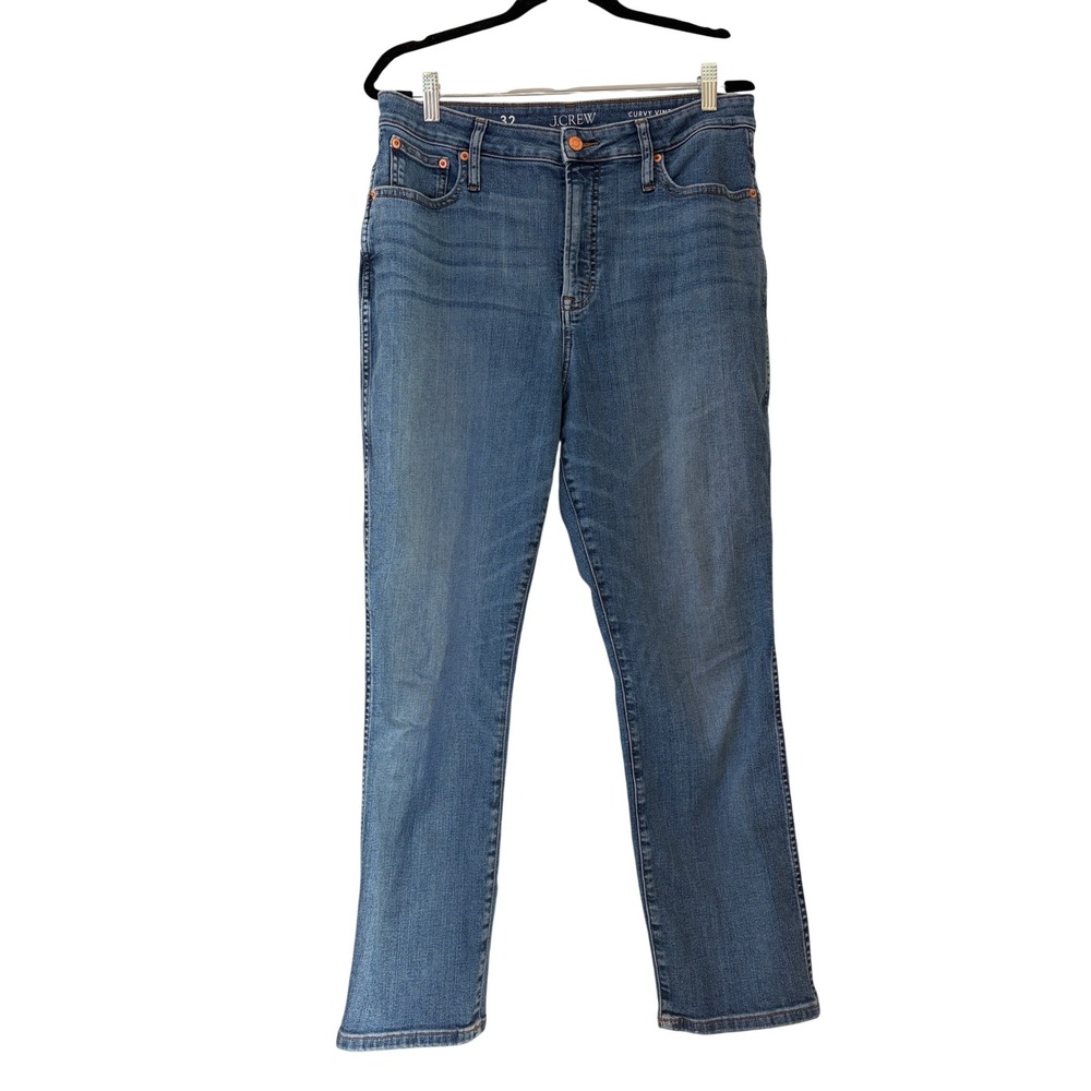 J.Crew Curvy Vintage Slim Straight Jeans Medium Wash High Rise Womens 32 x 26